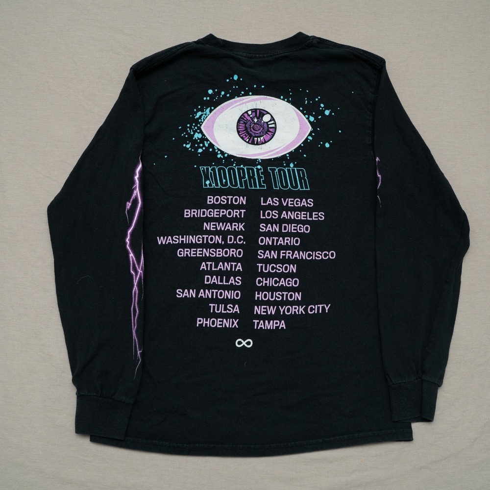 Bad Bunny X100pre Tour Black Graphic Long Sleeve Print Lighting 2019 Medium - Picture 4 of 7